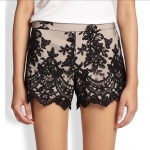 Alice + Olivia Black Lace Sequin High Waist Shorts